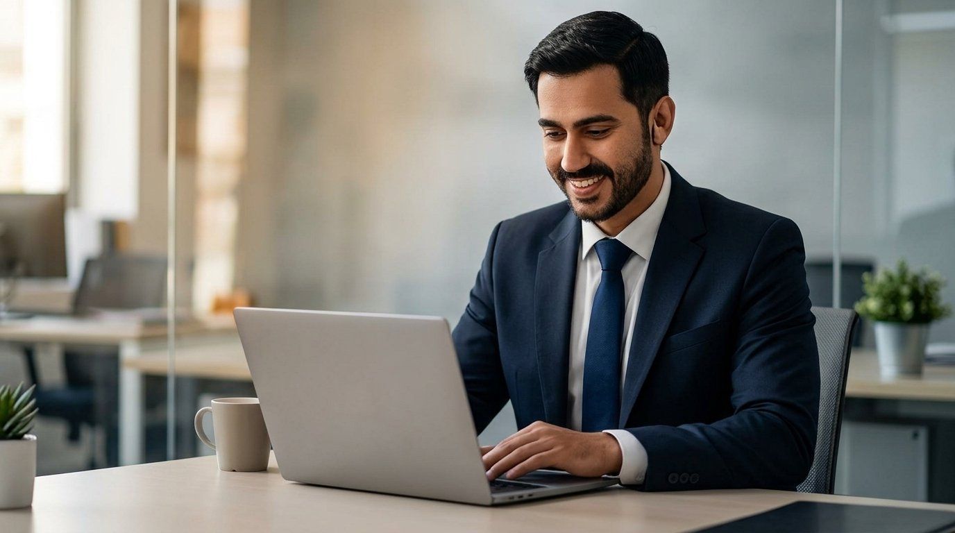Professional working on a laptop, representing Business, Administration & Finance courses