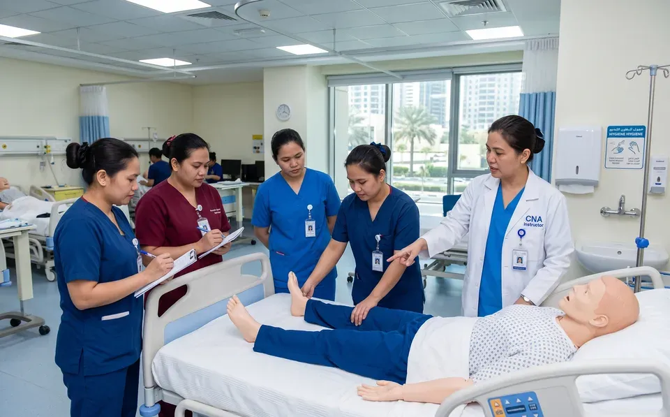 How does CNA training in Dubai prepare for certification?